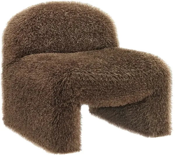 Mina Faux Fur Accent Chair by Modway Brown