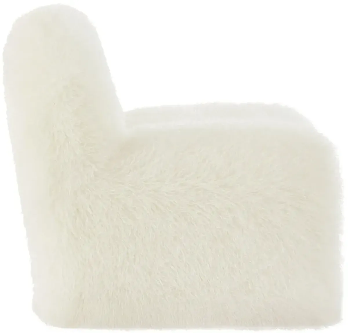 Mina Faux Fur Accent Chair by Modway White