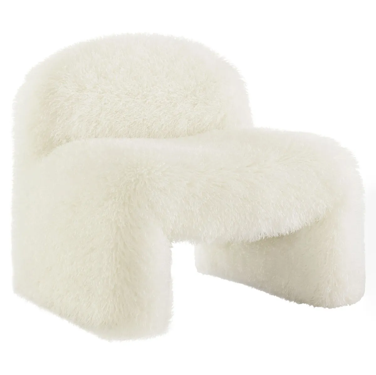 Mina Faux Fur Accent Chair by Modway White