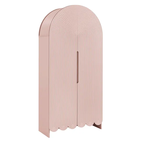 Dahlia 78 Inch Fluted and Scalloped Arched Storage Cabinet by Modway Soft Pink
