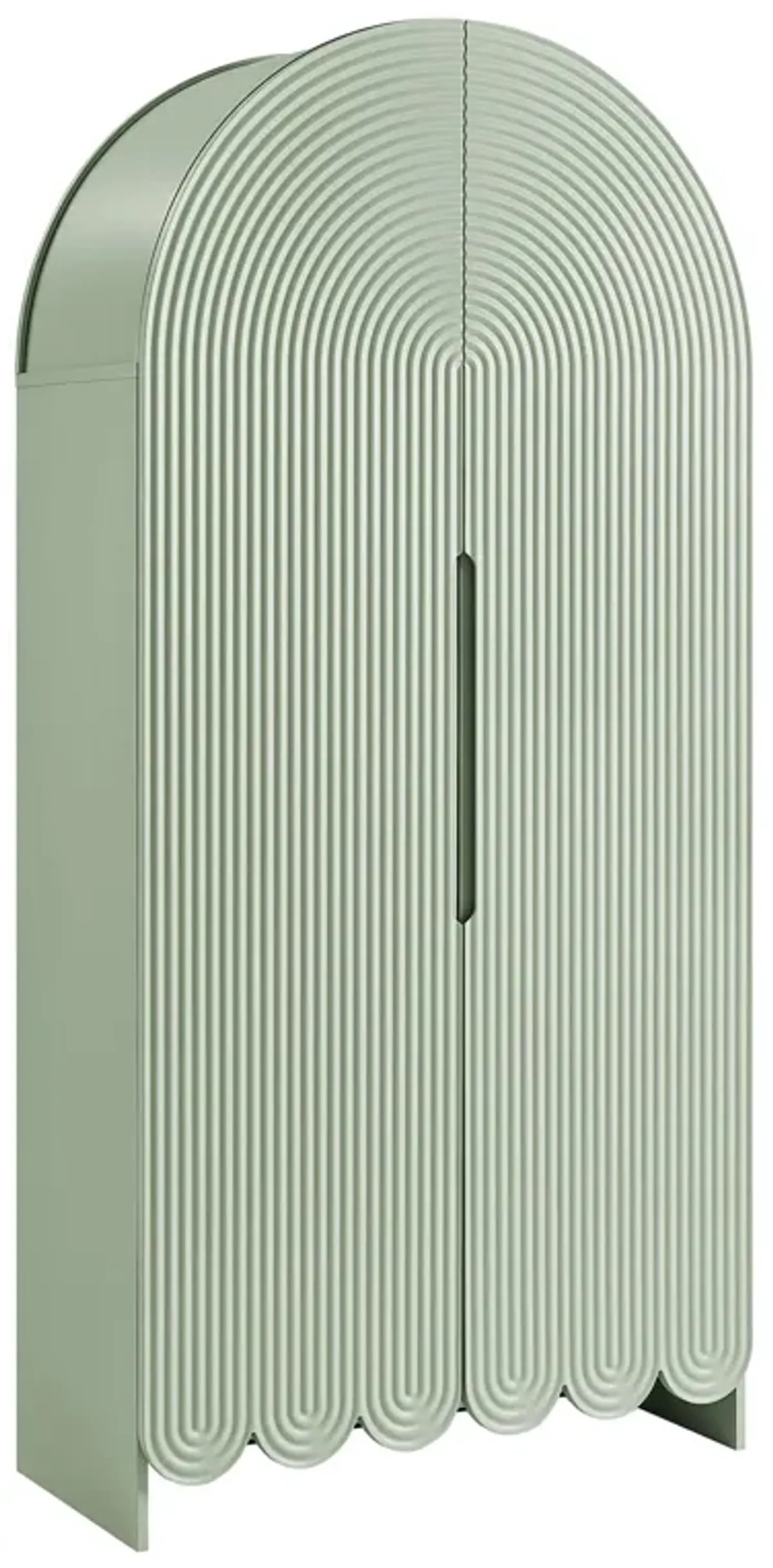 Dahlia 78 Inch Fluted and Scalloped Arched Storage Cabinet by Modway White