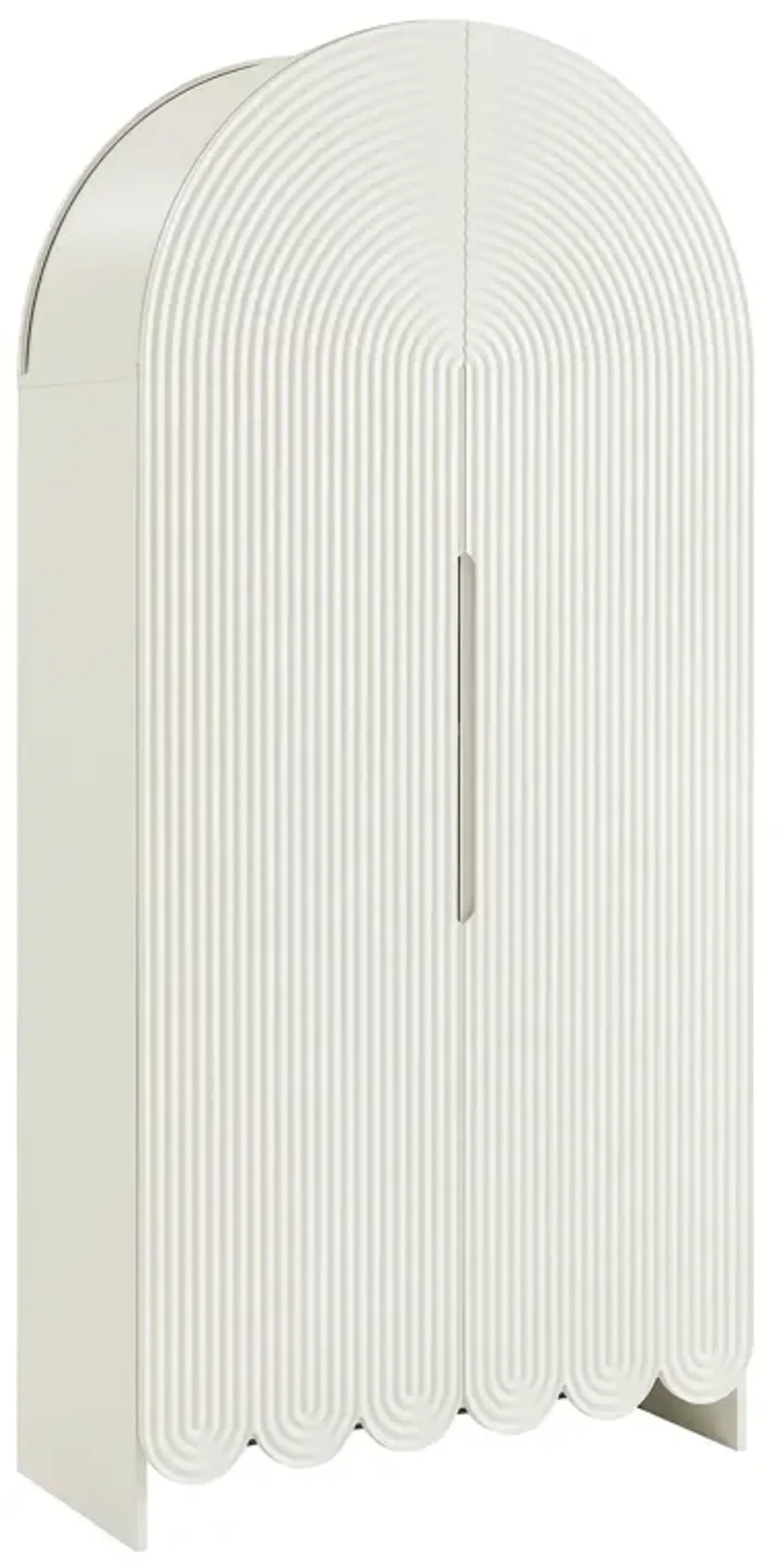 Dahlia 78 Inch Fluted and Scalloped Arched Storage Cabinet by Modway White
