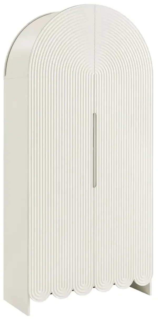 Dahlia 78 Inch Fluted and Scalloped Arched Storage Cabinet by Modway White