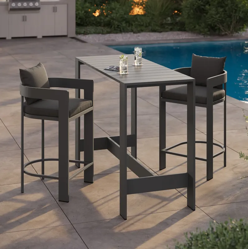 Tahoe 3-Piece Outdoor Aluminum Bar Table Set by Modway