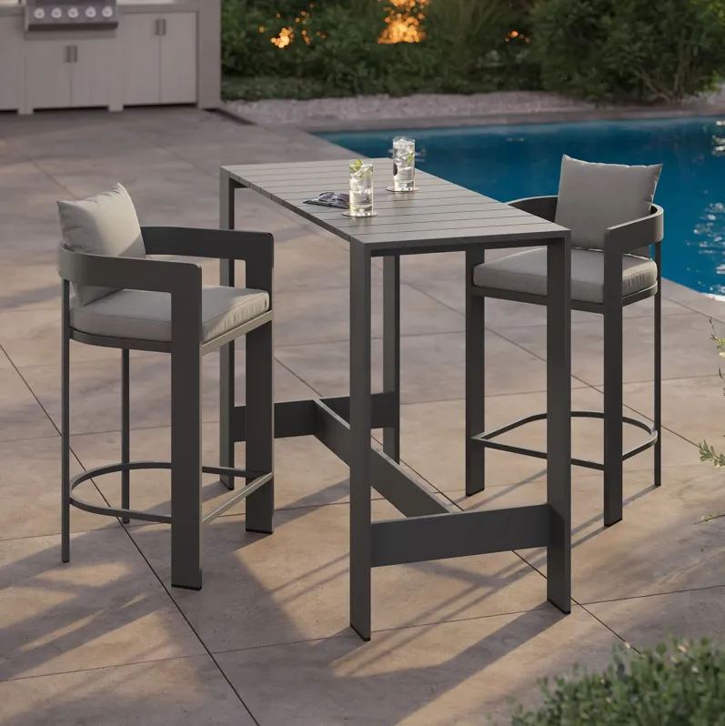 Tahoe 3-Piece Outdoor Aluminum Bar Table Set by Modway