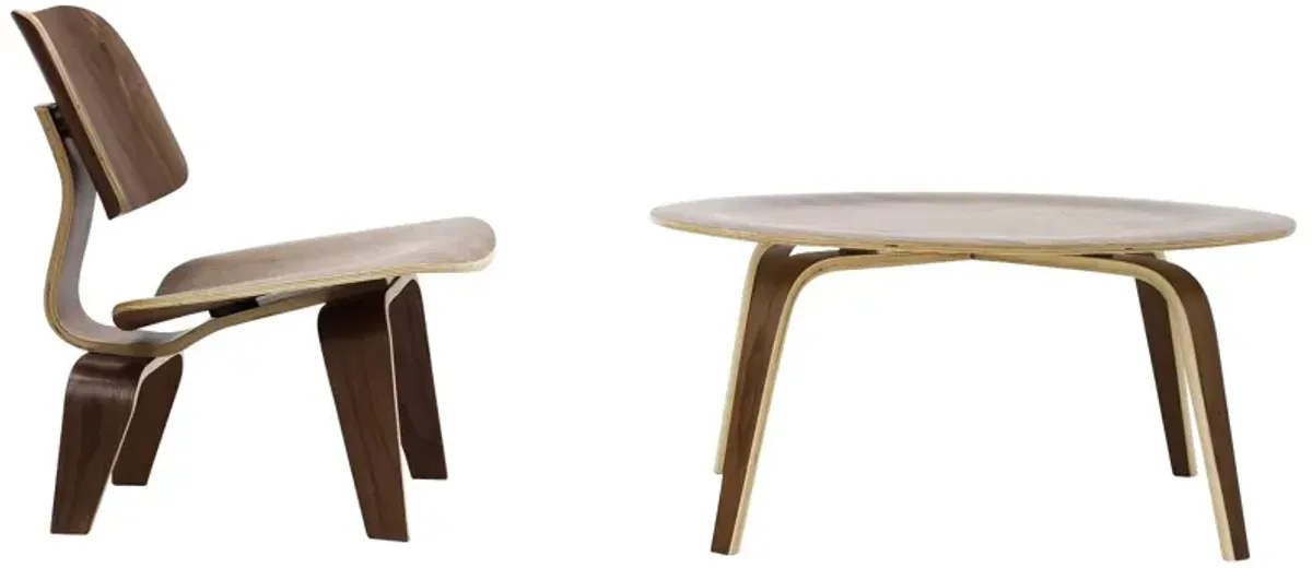 Fathom 2 Piece Living Room Set by Modway Walnut