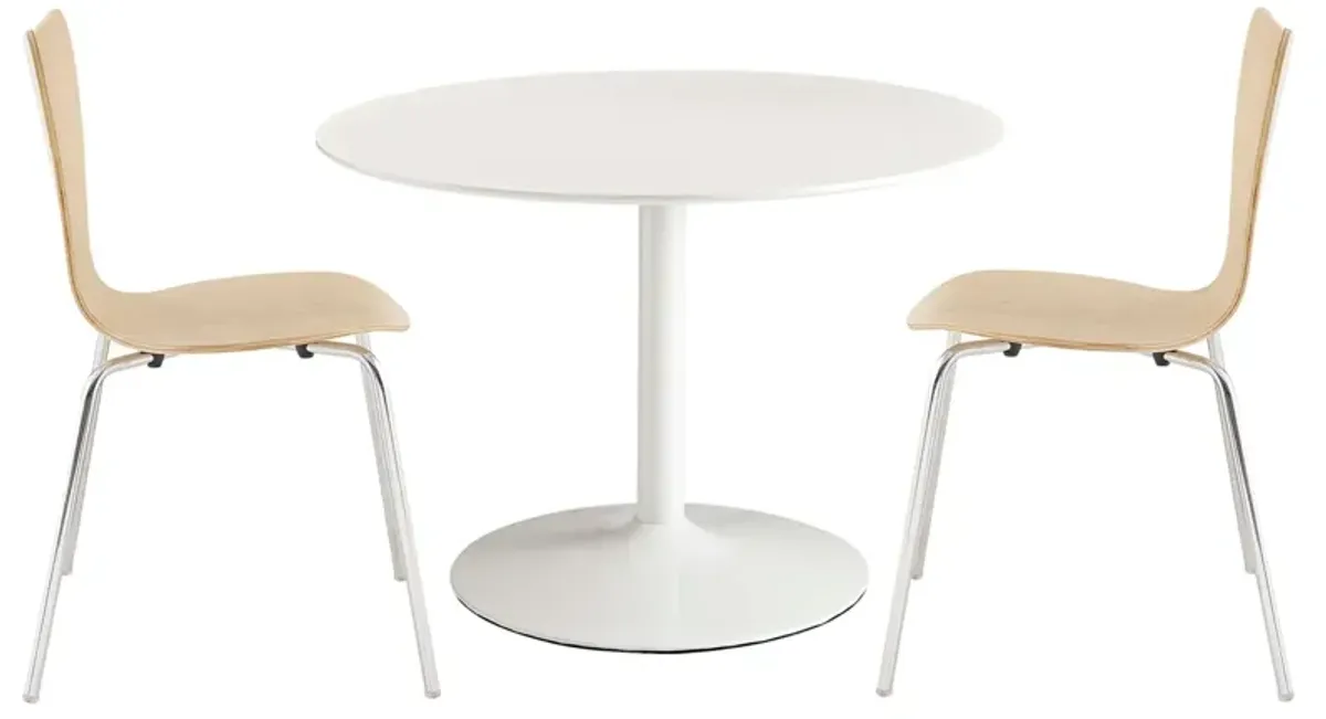 Revolve 3 Piece Dining Set by Modway White Natural