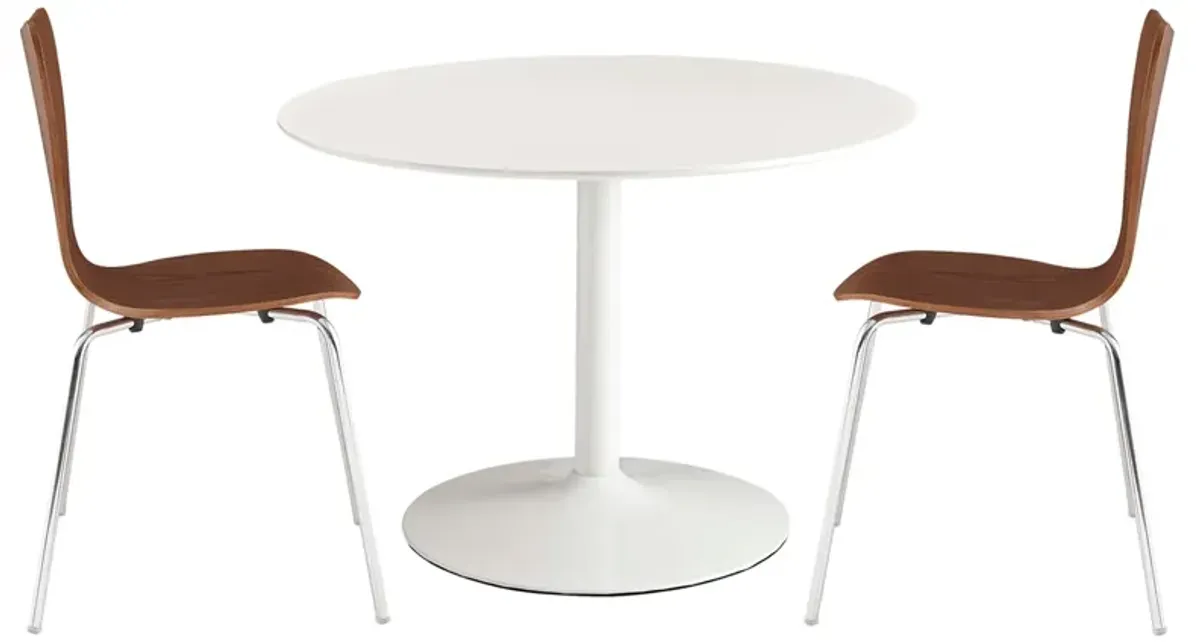 Revolve 3 Piece Dining Set by Modway White Walnut