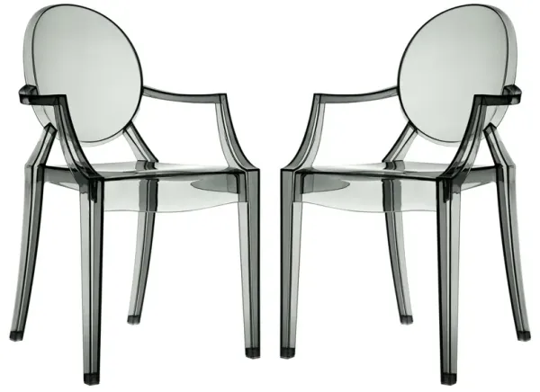 Casper Dining Armchairs Set of 2 by Modway Smoke