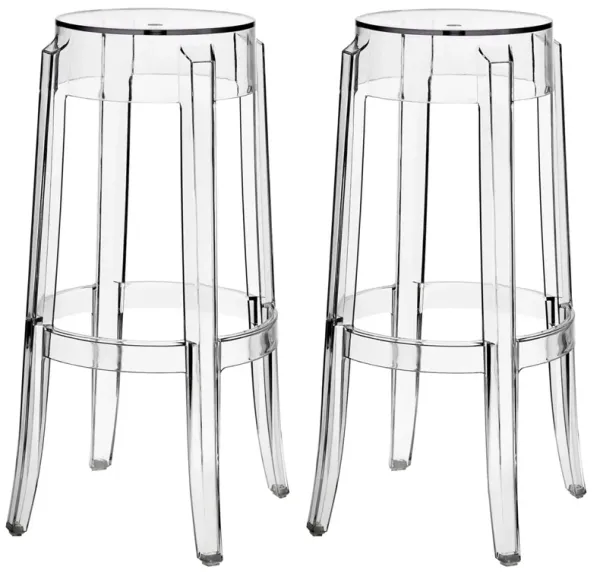 Casper Bar Stool Backless Set of 2 by Modway Clear