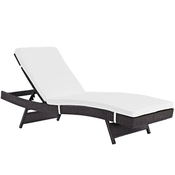 Peer Outdoor Patio Chaise by Modway Espresso White