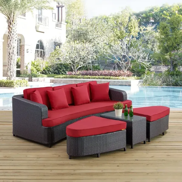 Monterey 4 Piece Outdoor Patio Sofa Set by Modway Brown Red