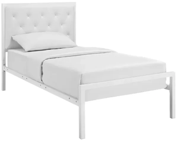 Mia Fabric Bed by Modway White White / Twin