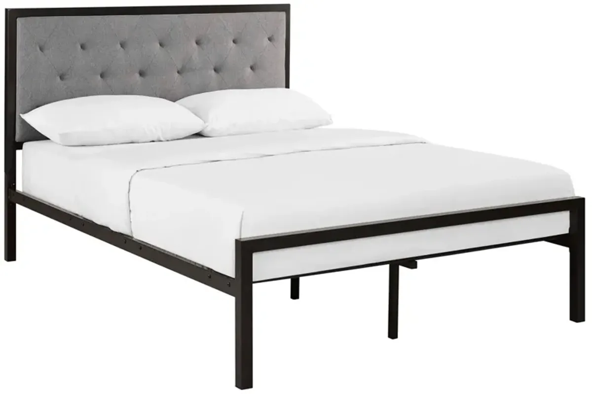 Mia Fabric Bed by Modway Brown Gray / Full
