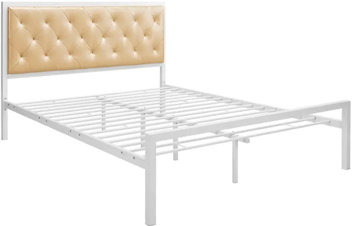 Mia Vinyl Bed by Modway Queen / White Champagne