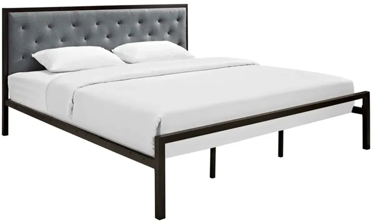Mia Fabric Bed by Modway King / Brown Gray