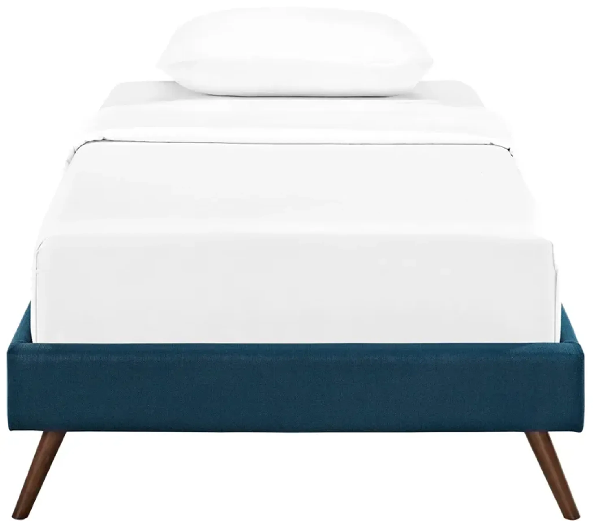 Helen Fabric Bed Frame With Round Splayed Legs By Modway Twin Azure ...