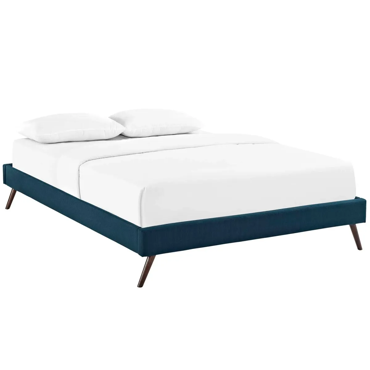 Helen Fabric Bed Frame with Round Splayed Legs by Modway Twin / Azure