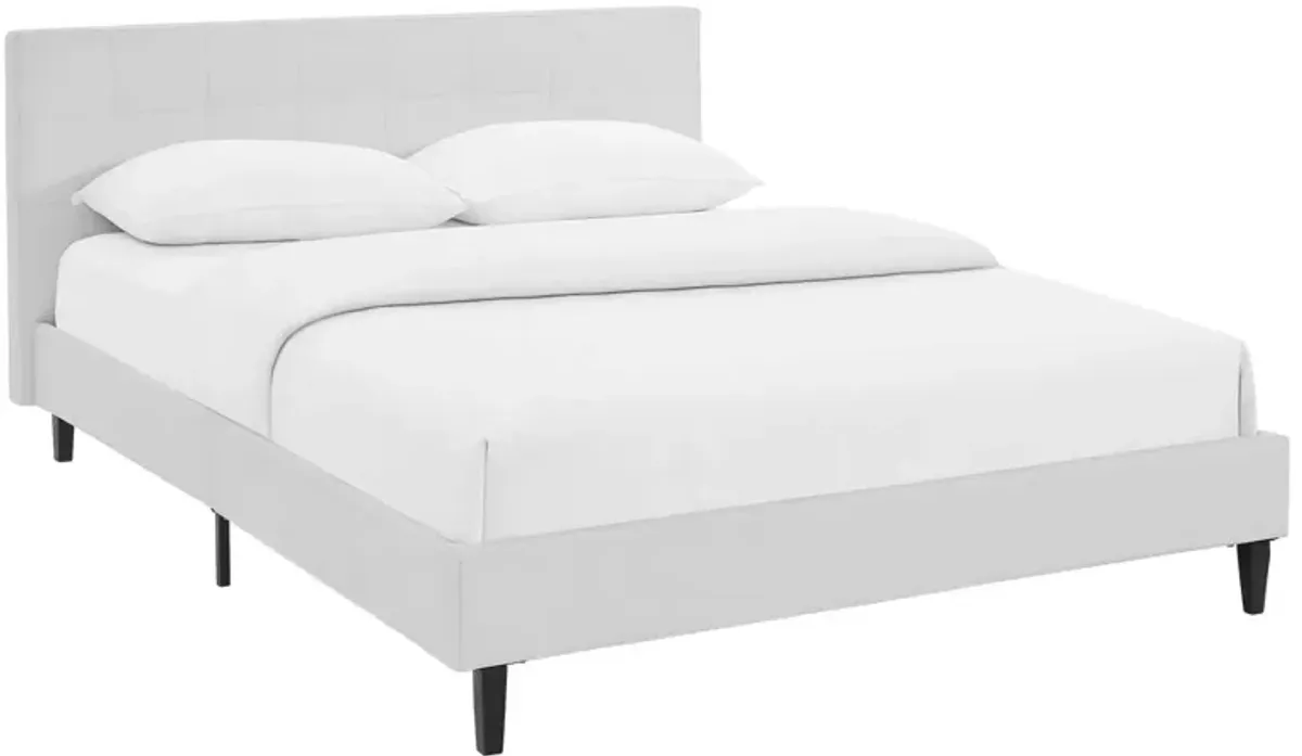 Linnea Faux Leather Bed by Modway White / Queen