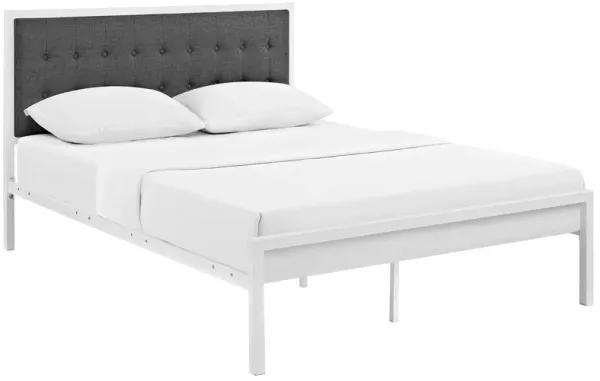Millie Fabric Bed by Modway White Gray / King