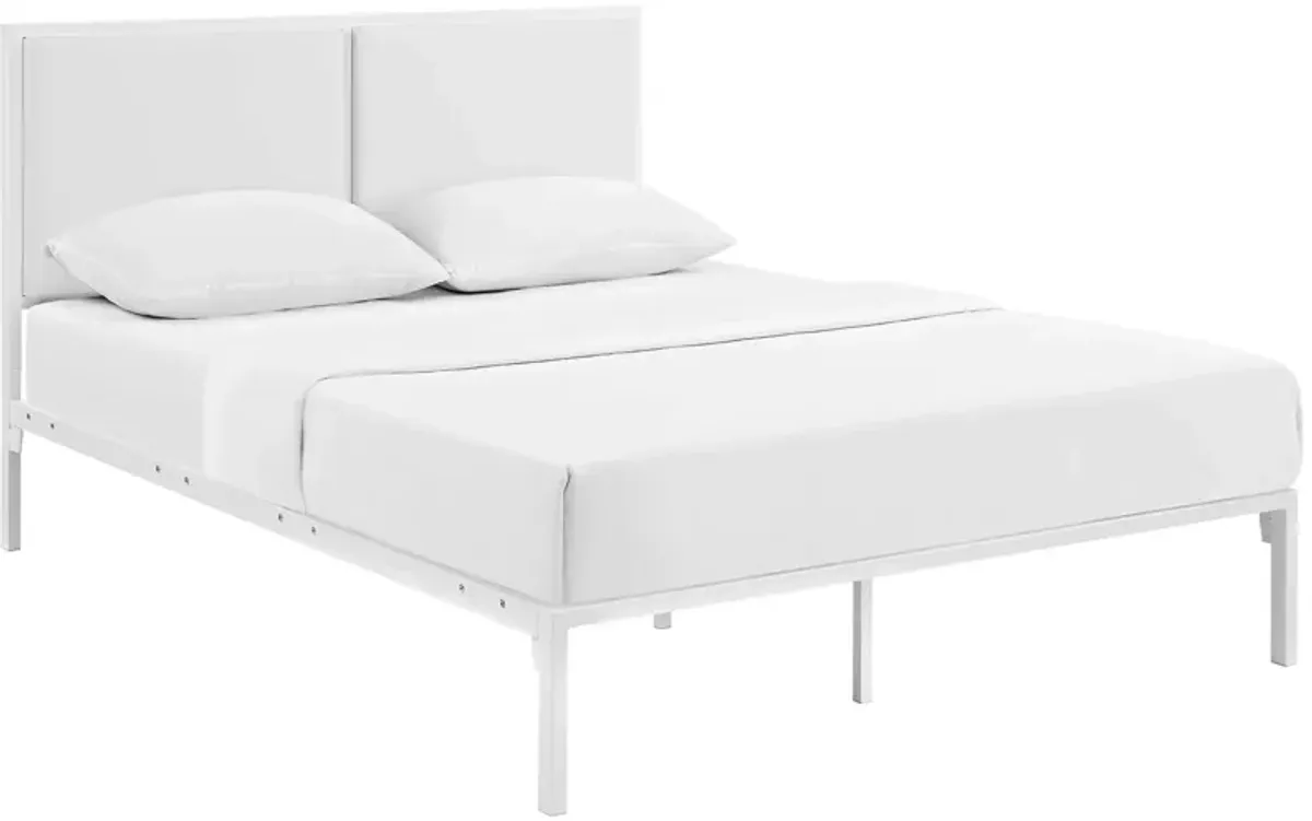 Della Vinyl Bed by Modway White White / King