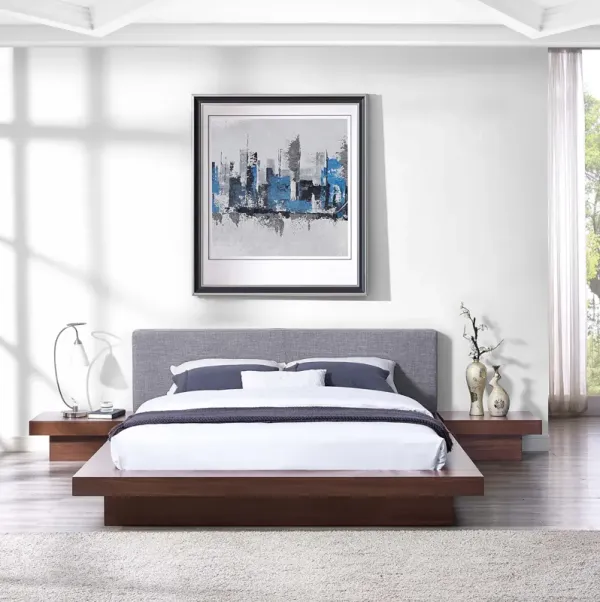Freja 3 Piece Fabric Queen Bedroom Set by Modway Walnut Latte