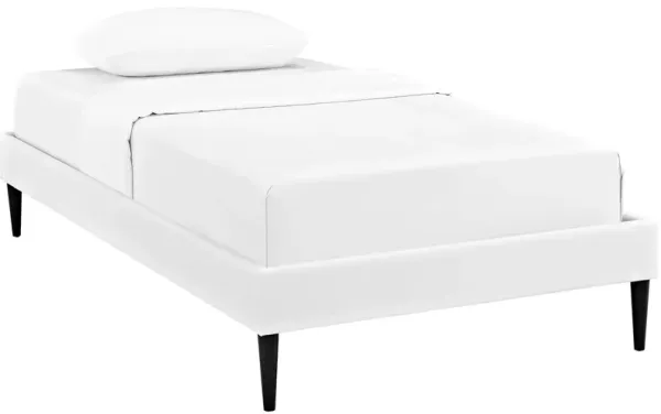 Sherry Vinyl Bed Frame with Round Tapered Legs by Modway White / Twin