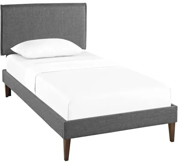 Camille Fabric Platform Bed with Squared Tapered Legs by Modway Twin / Gray