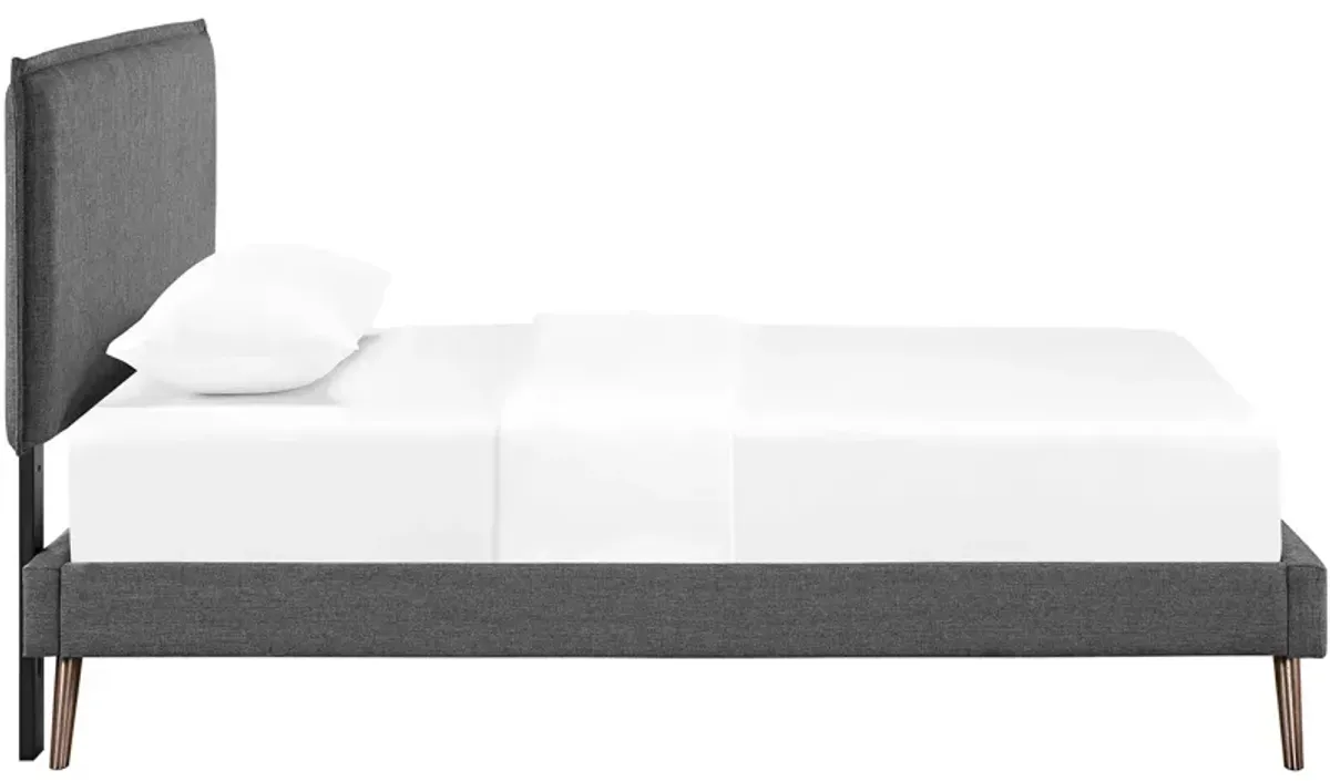 Camille Fabric Platform Bed with Round Splayed Legs by Modway Twin / Gray