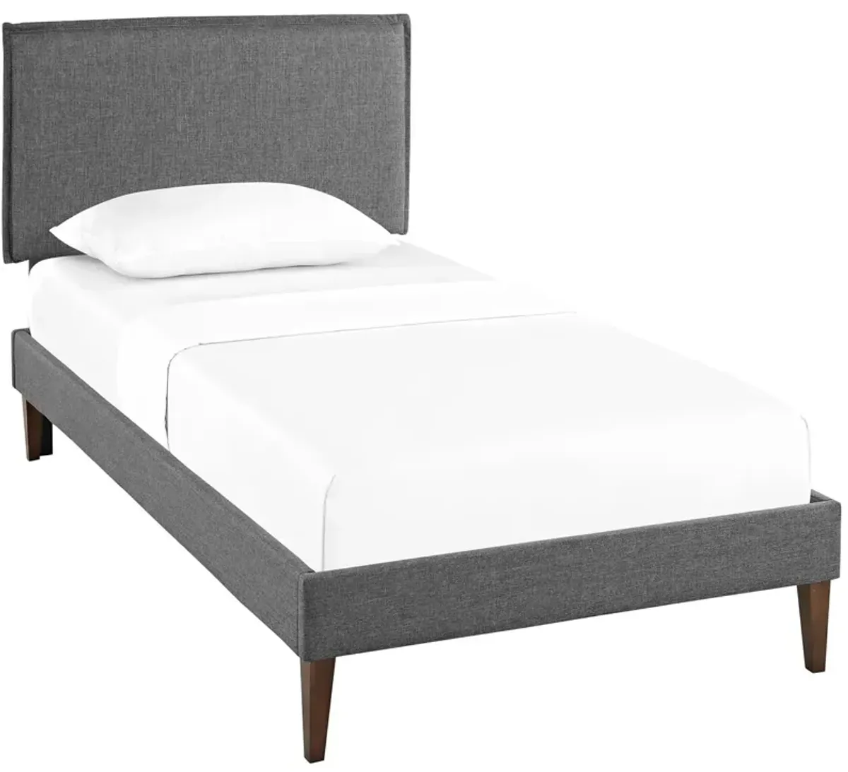 Camille Fabric Platform Bed with Squared Tapered Legs by Modway Full / Gray