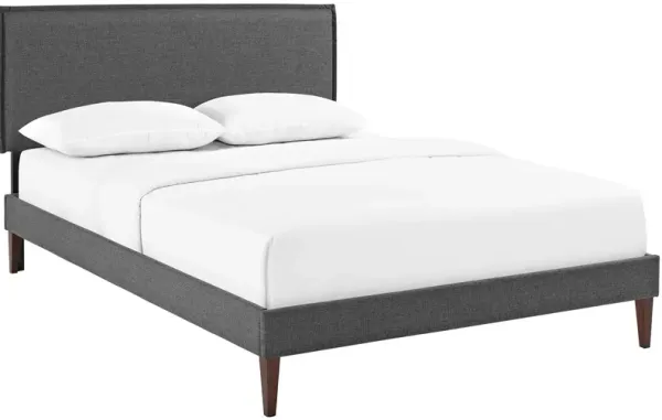 Camille Fabric Platform Bed with Squared Tapered Legs by Modway Queen / Gray