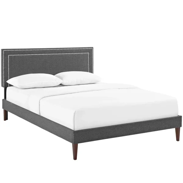 Jessamine Fabric Platform Bed with Squared Tapered Legs by Modway Queen / Gray