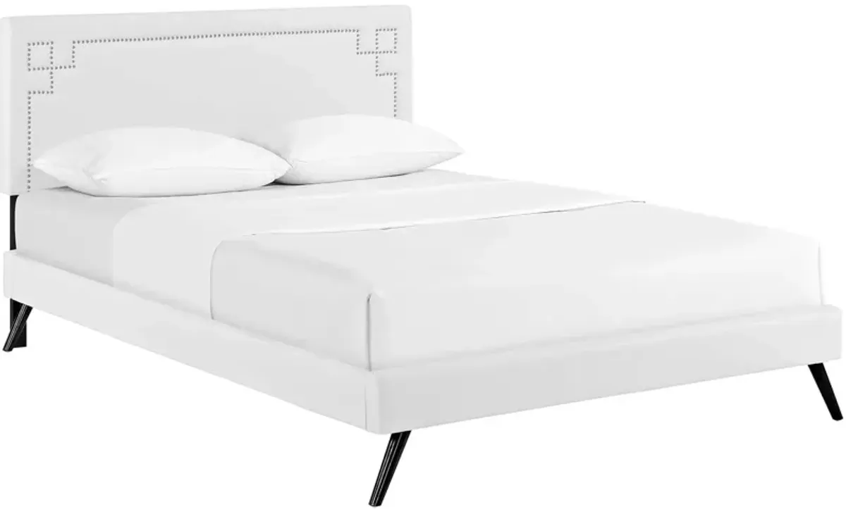 Josie Vinyl Queen Platform Bed with Round Splayed Legs by Modway