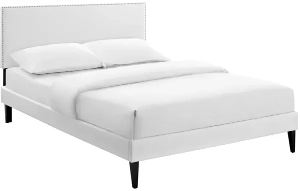 Phoebe Platform Bed with Squared Tapered Legs by Modway Full / White