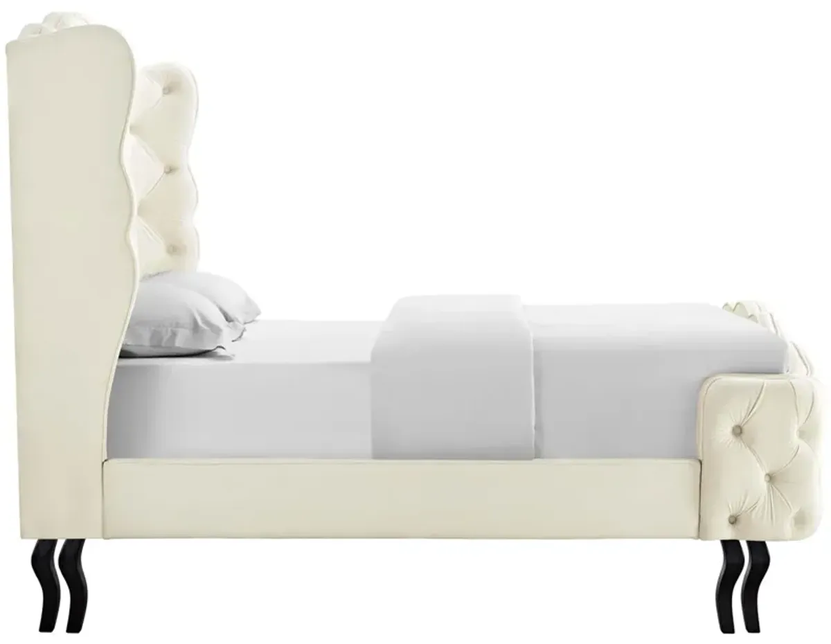 Violette Tufted Wingback Performance Velvet Queen Platform Bed by Modway Ivory