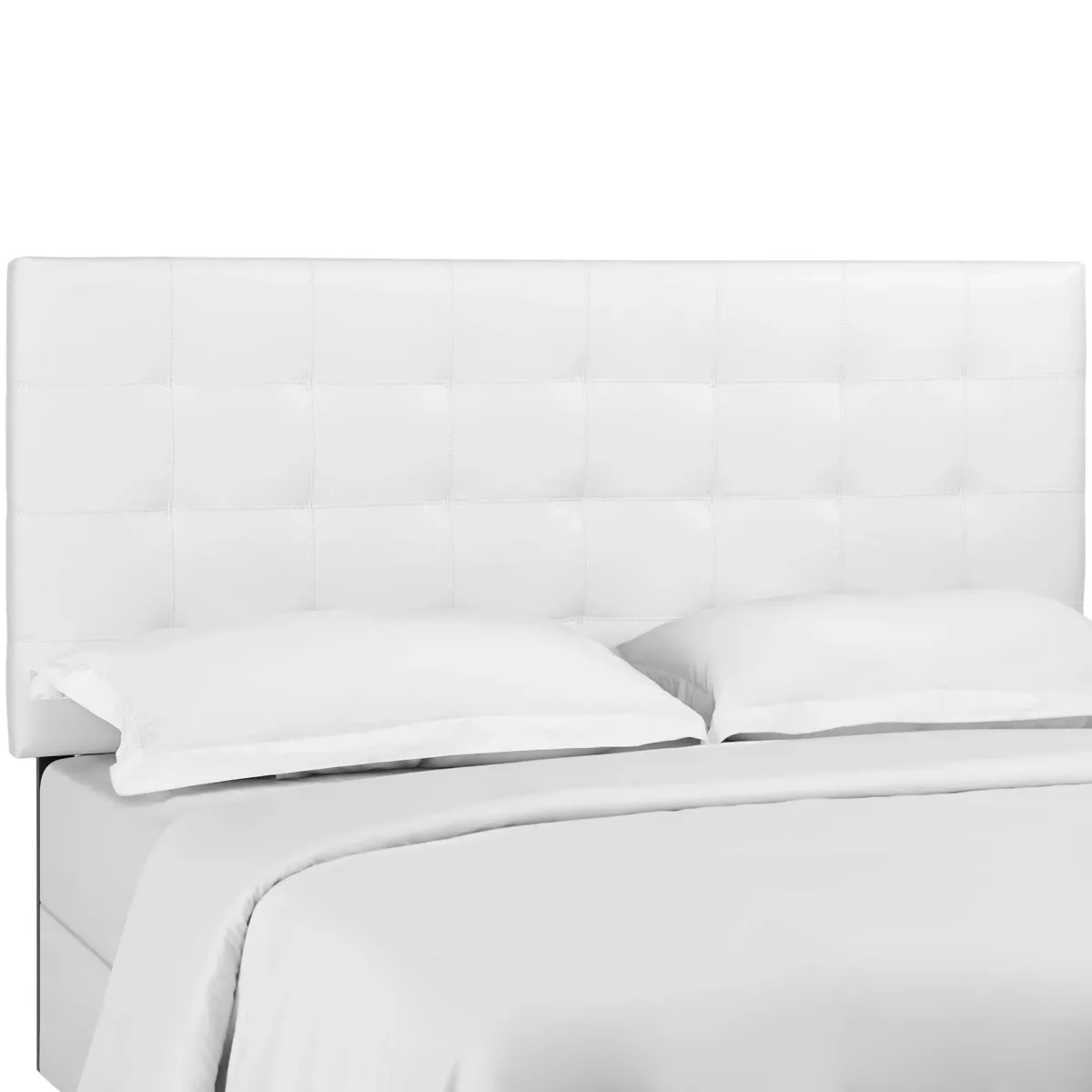 Paisley Tufted Upholstered Faux Leather Headboard by Modway White / Full/Queen