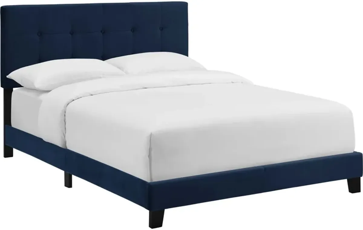 Amira Performance Velvet Bed by Modway Midnight Blue / Full