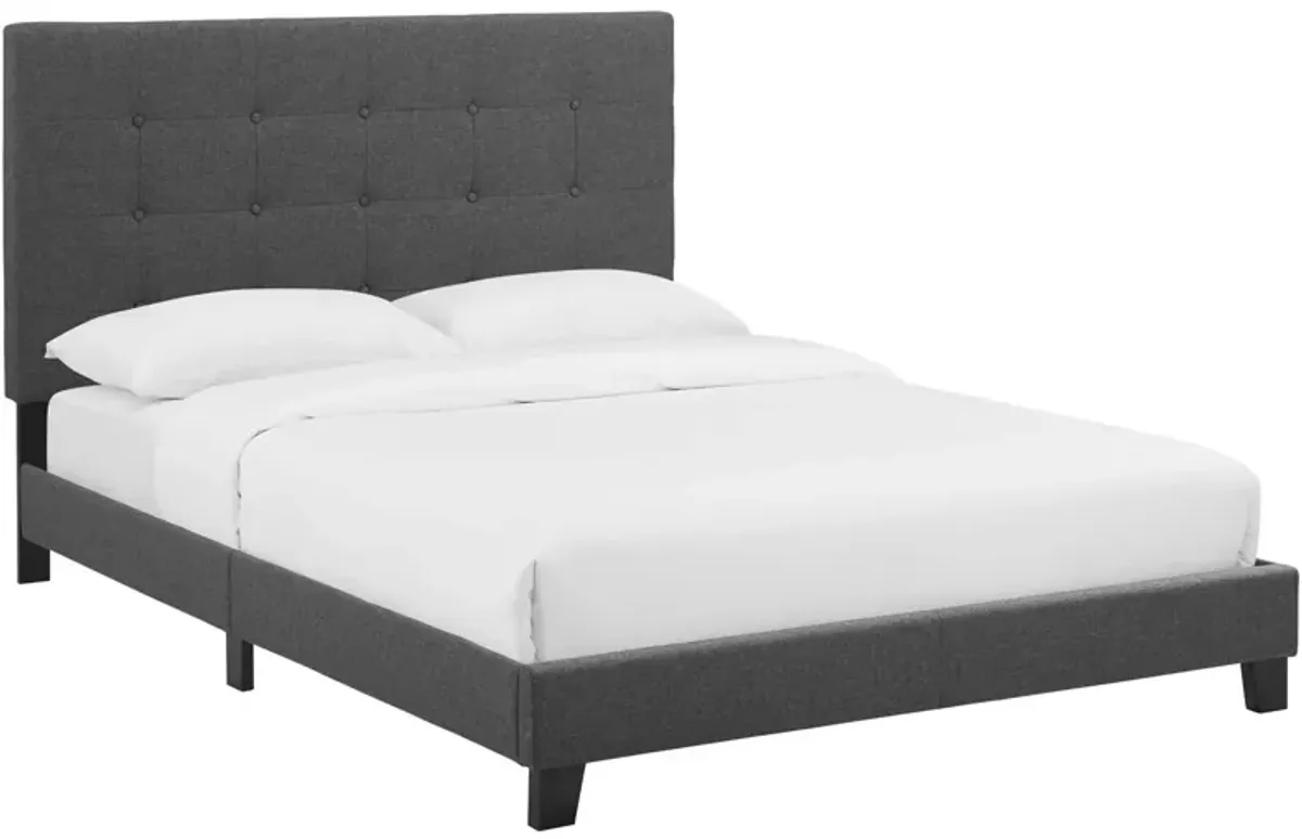 Melanie Tufted Button Upholstered Fabric Platform Bed by Modway Gray / Full