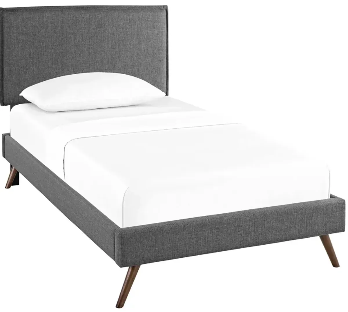 Amaris Fabric Platform Bed with Round Splayed Legs by Modway Twin / Gray
