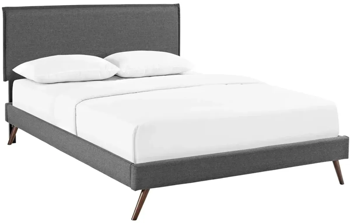 Amaris Fabric Platform Bed with Round Splayed Legs by Modway Queen / Gray