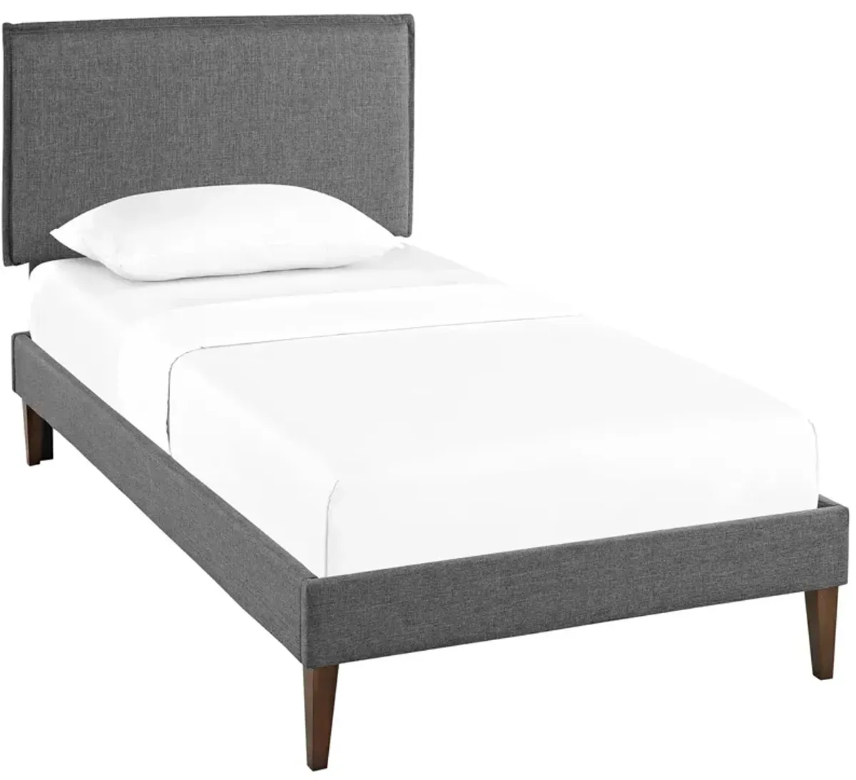 Amaris Fabric Platform Bed with Squared Tapered Legs by Modway Twin / Gray