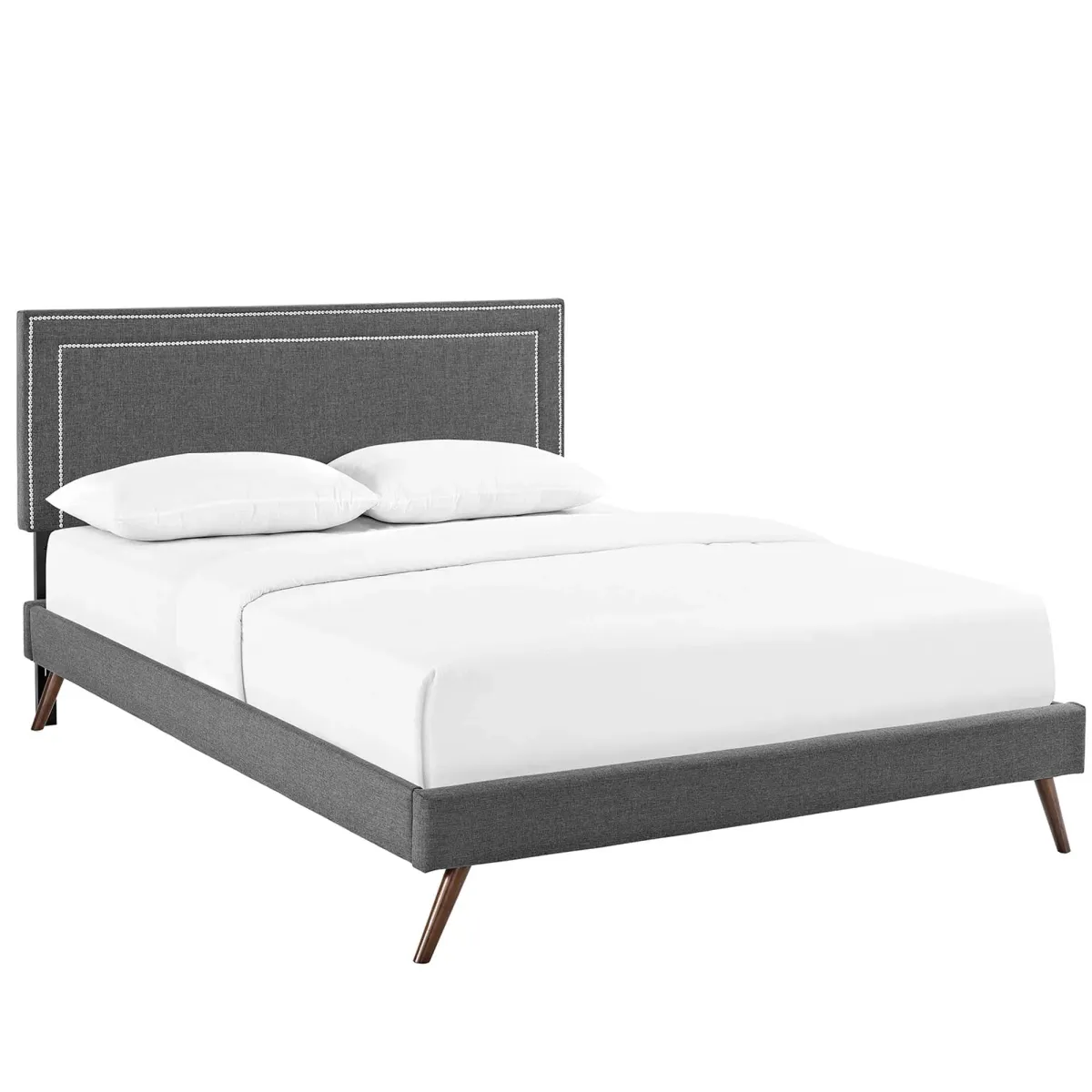 Virginia Fabric Platform Bed with Round Splayed Legs by Modway Twin / Azure