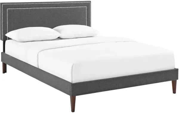 Virginia Fabric Platform Bed with Squared Tapered Legs by Modway Full / Gray