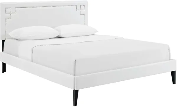 Ruthie Vinyl Platform Bed with Squared Tapered Legs by Modway Queen / White