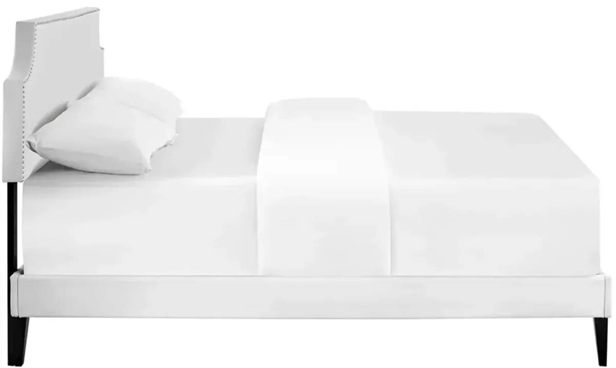Corene Vinyl Platform Bed with Squared Tapered Legs by Modway Queen / White
