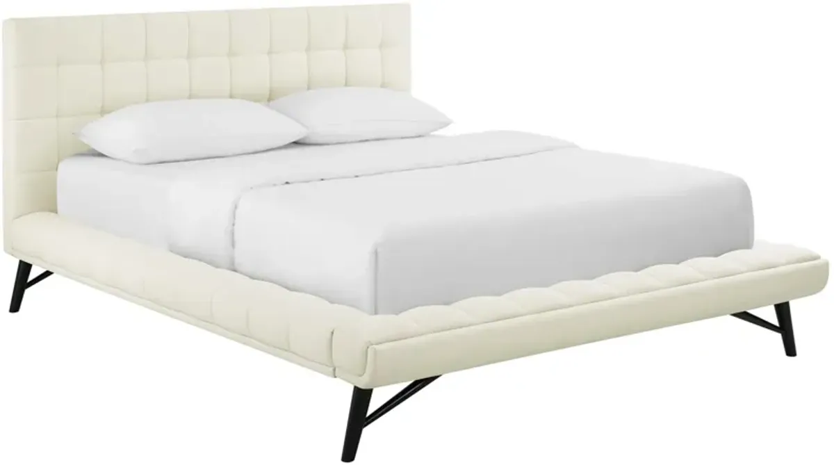Julia Biscuit Tufted Performance Velvet Platform Bed by Modway Queen / Ivory
