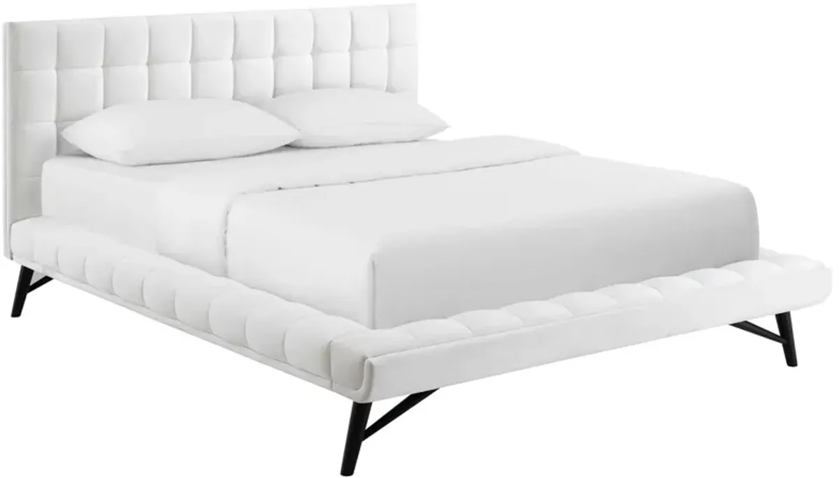 Julia Biscuit Tufted Performance Velvet Platform Bed by Modway Queen / White