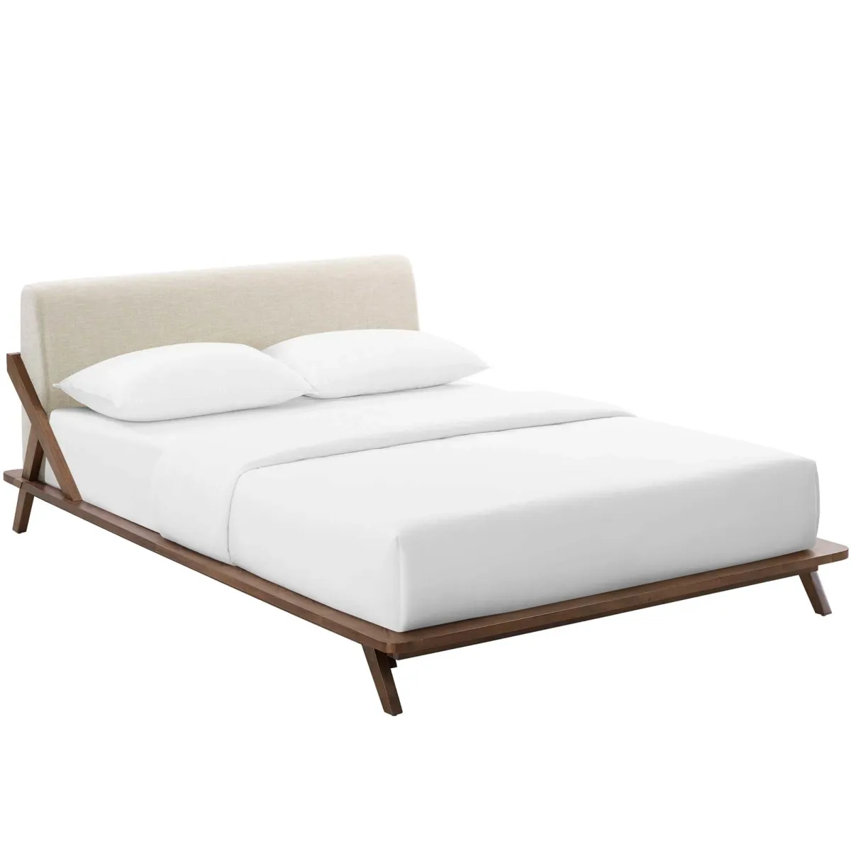 Luella Upholstered Fabric Queen Platform Bed by Modway Queen / Walnut Blue