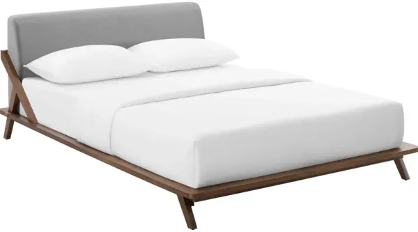 Luella Upholstered Fabric Queen Platform Bed by Modway Queen / Walnut Light Gray