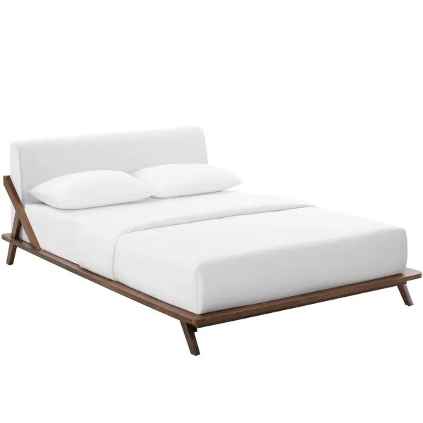 Luella Upholstered Fabric Queen Platform Bed by Modway Queen / Walnut White